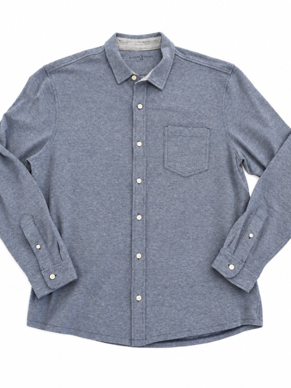 Tailor Vintage Men’s Button Down Shirt 100% Cotton Blue XL Long Sleeve